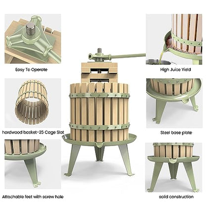 Fruit Wine Press and Crusher,100% Nature Apple&Grape&Berries Crusher Manual Juice Maker for Kitchen