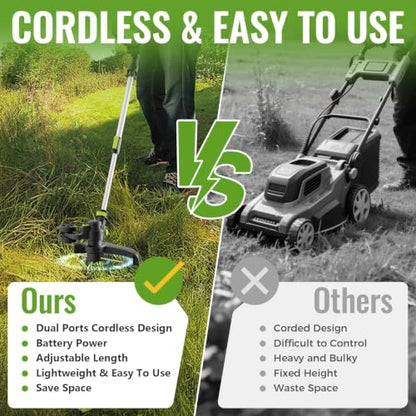 14-Inch Electric Weed Wacker with Dual Line Auto Feed, 4.0Ah Battery