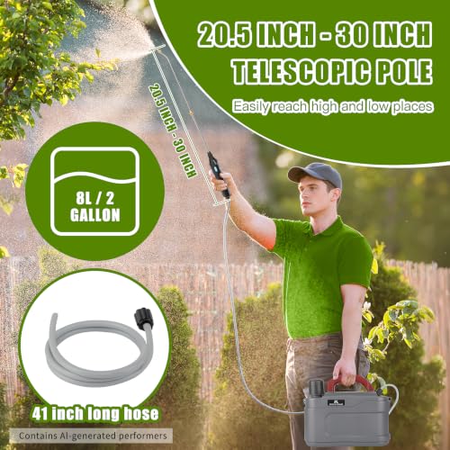 2 Gallon Pump Sprayer Battery Powered, USB Handle & Wand for Lawn & Garden - color: Gray