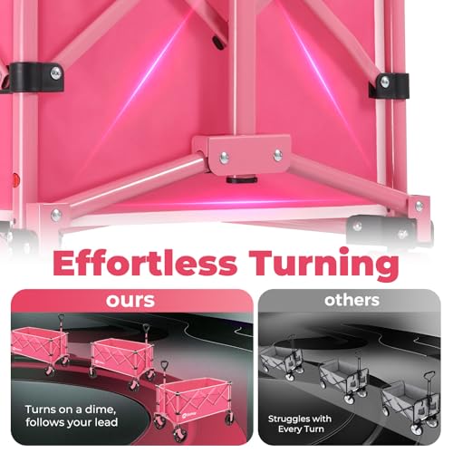 Sekey Collapsible Wagon, 300 lb Capacity, 29 in Cargo Bed, Compact Fold - color: Pink