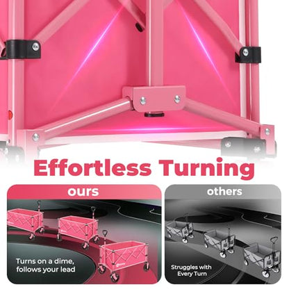 Sekey Collapsible Wagon, 300 lb Capacity, 29 in Cargo Bed, Compact Fold - color: Pink