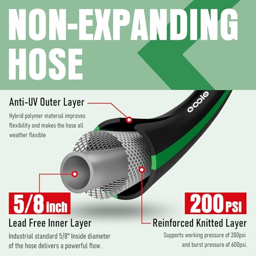 Garden Hose 100 ft x 5/8" with Nozzle, Water Hose Heavy Duty Flexible, Lightweight Kink-less Hybrid Hose with Swivel Handle, Male to Female Fittings (Green, 100FT) - color: Green, size: 100ft