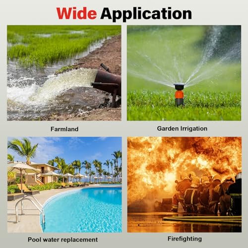 Dfmyhked‌ 3'' 7.5HP Gas Water Pump, 210cc Engine, 4-Stroke Portable Trash Transfer Pump With 98ft Head & Air-Cooled, Gas Powered Water Pump for Garden Irrigation, Greenhouse Planting