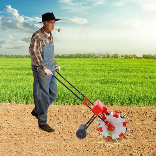 Manual Seeder, Hand Push Seeders Floor Standing Seeder Planter Adjustable Seeders Portable Manual Planter Hand Powered Planters Single Port Planters w/6 Nozzles for Mountains Hills Orchards(6 Nozzles) - style: 6 Nozzles