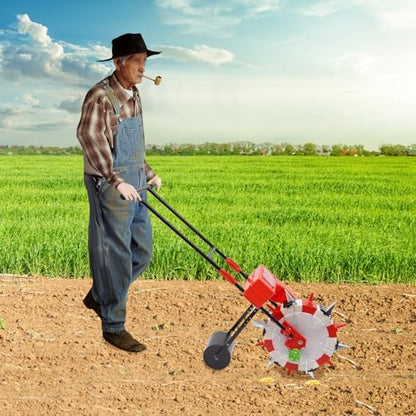 Manual Seeder, Hand Push Seeders Floor Standing Seeder Planter Adjustable Seeders Portable Manual Planter Hand Powered Planters Single Port Planters w/6 Nozzles for Mountains Hills Orchards(6 Nozzles) - style: 6 Nozzles