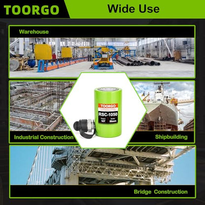 10 Ton Hydraulic Cylinder Jack,2” Stroke Hydraulic Ram Jack, Porta Power Automatic Retracting Jack, Green - style: 10T
