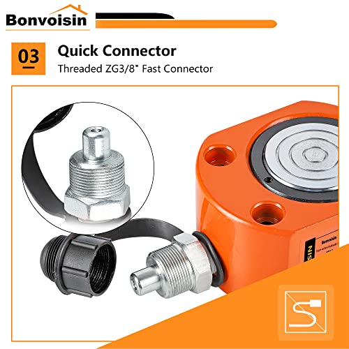 Bonvoisin 10T Hydraulic Ram Cylinder Jack Low Profile Porta Power Ram Single-Acting Mini Jack Ram 0.47" Stroke for Machinery Shipbuilding - color: BSY-10