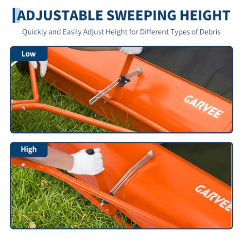 Garvee 52" Lawn Sweeper Tow Behind with 33.55 Cu. ft. Hopper - color: Orange, size: 52 Inch