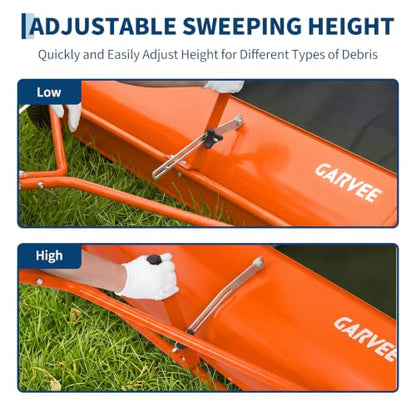 Garvee 52" Lawn Sweeper Tow Behind with 33.55 Cu. ft. Hopper - color: Orange, size: 52 Inch