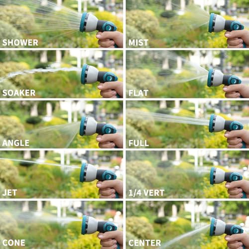 Besiter Hose Nozzle, Garden Hose Nozzle with 10 Spray Patterns, Thumb Control On Off Valve, Adjustable and Heavy Duty for Washing Car, Watering Plants, Washing Pets, and Home Use - color: BlueBlack