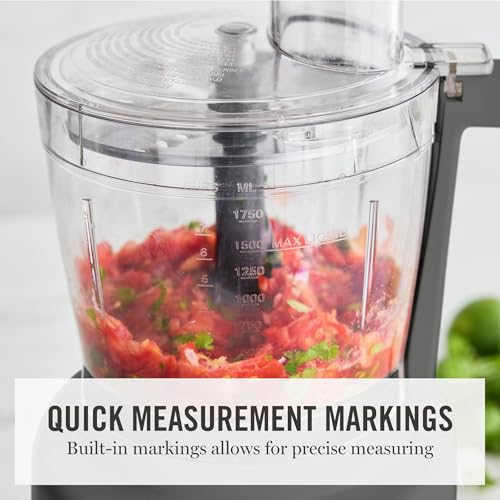 Martha Stewart 10 Cup Food Processor & Electric Chopper, One Touch Pulse - color: Caviar Gray