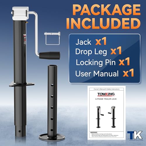 5000 lbs 15" Lift Side Wind A Frame Trailer Jack, RV Tongue Jack | with Adjustable Drop Leg