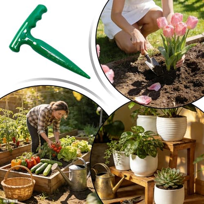 Dibbler Gardening Tool - Ergonomic Sowing Hand Equipment, 1Unit Plant Hole Digger for Seeding, T-Handle Soil Puncher with Depth Mark, Hardware, Cultivator for Cucumber, Tomatoes and Flower Bed - color: Dark Green