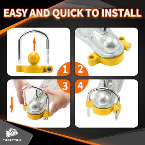 METOWARE Trailer Coupler Lock, Fit 1-7/8", 2", 2-5/16" Coupler, Yellow - color: Yellow, size: 1 PACK