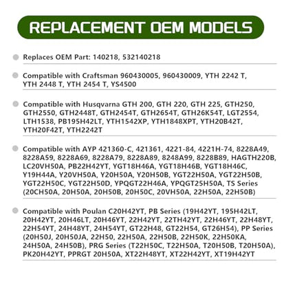 140218 532140218 Mower Belt Deck Belts Compatible with Craftsman Husqvarna Poulan AYP for John Deere Lawn Mowers Parts Length 84.5'' - size: 84.5"L x 0.49"W