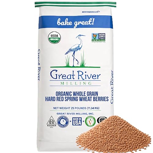 Great River Milling Organic Hard Red Spring Wheat Berries, Non-GMO, 25 lb