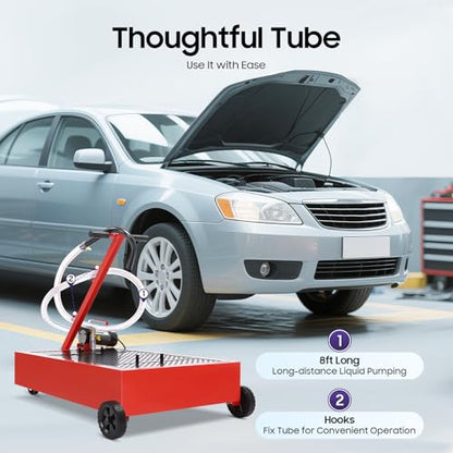 20 Gallon Oil Drain Pan with 120W Electric Pump & 8 Ft Hose Low Profile Oil Drain Tank Oil Drain Cart with Foldable T-Handle, Oil Change Pan for Car, SUV, Truck - size: C-20 Gallon Oil Drain Pan 120W Electric Pump