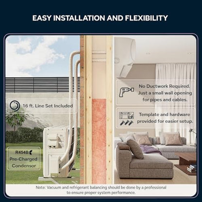 Comfort Temps Energy-Saving 18000 BTU / 230V Mini Split AC/Heating System – 21 SEER, Pre-Charged, Quiet & Comfortable Mini Split with WiFi & Complete Easy Install Kit (Elite Series)