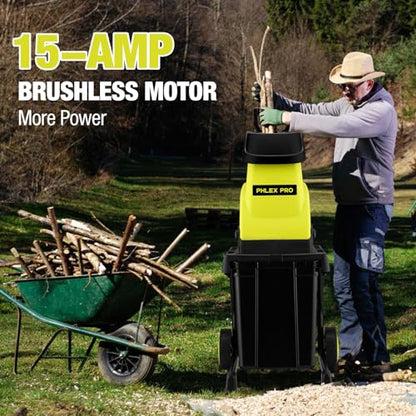 Wood Chipper Shredder, 15-Amp 1.8" Cutting Diameter - color: Green