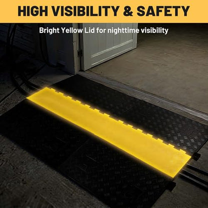 Yescom ADA Threshold Ramp for Wheelchair & Scooter, 5-Channel Rubber Cable - size: 2"H - 5 Channel - ADA