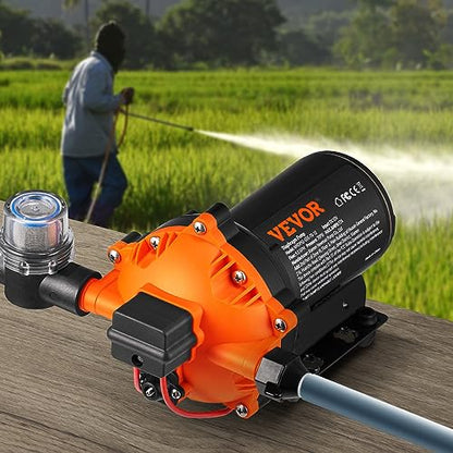 VEVOR Water Diaphragm Pump 12V DC 5.5 GPM Flow 70 PSI Rated Pressure - size: 12V, 5.5GPM, 70PSI(Adjustable)