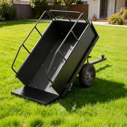 600/1500LBS Capacity 17/15 Cubic Feet Dump Cart Trailer, Heavy Duty Tow Behind Hauling & Dumping Wagon for ATV, UTV, Lawn Tractor and Garden Use