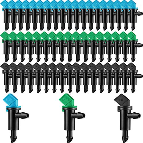 Mudder 60 Pcs Flag Drip Emitters for Drip Irrigation, 3 Sizes, 1 2 4 GPH