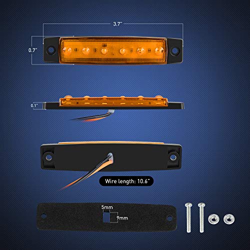 Nilight 3.8 Inch 6 LED Amber Trailer Side Marker Lights,10 Pack - color: 3.8" Amber 10Pcs