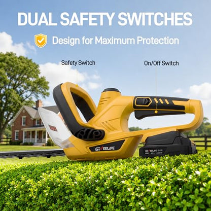 20" Hedge Trimmer Cordless for Garden, 5/8'' Blade Gap, 2×2.0Ah Batteries