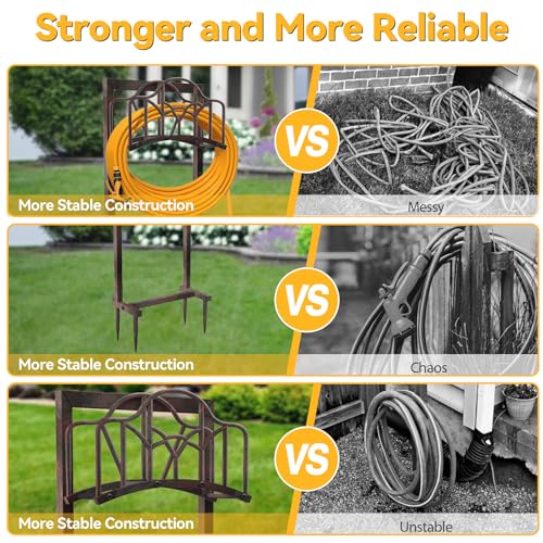 Garden Hose Holder, Heavy Duty Storage Reel Stand, Rustic Line