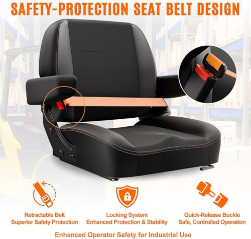 Universal Tractor Seat with Storage Bag, Lawn Mower & Forklift Seat