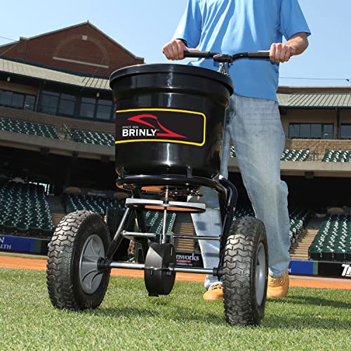 Brinly P20-500BHDF-A Push Spreader with Side Deflector Kit and Hopper Grate, 50 lb. Capacity - Flat Black - color: Flat Black