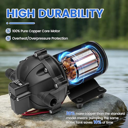 ANBULL 12V 5-Chamber Water Transfer Diaphragm Pump,7.0GPM 75PSI - size: 12V, 7.0GPM75PSI