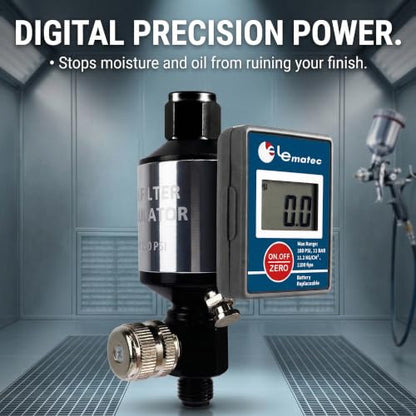 LE LEMATEC Digital Air Pressure Regulator with Water Separator, 1/4 NPT