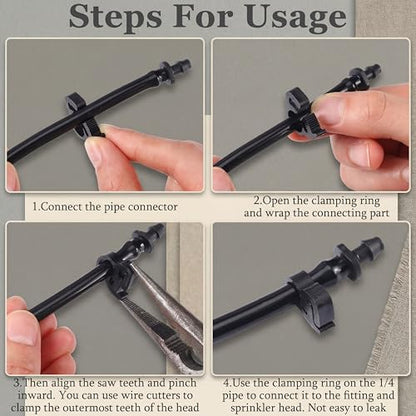 DaisyInner 25 Pcs 1/4" Double Gripping Nylon Plastic Hose Clamps