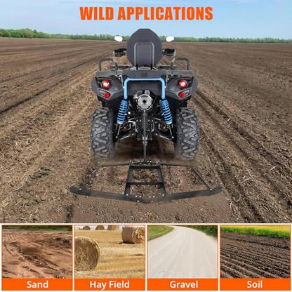 66”Wide Drag Harrow, Steel Driveway Drag with Pin Hitch, Tow Behind Landscape Leveling Rake 50lbs Max Heavy-Duty Lawn Leveling Tools for Tractor, Truck, Mower, ATV, Utv - size: 66"