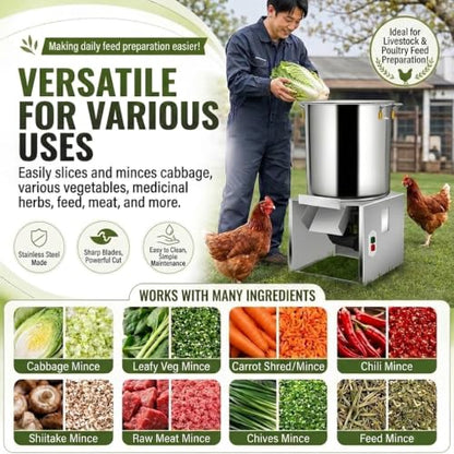 Animal Feed Grinder/Vegetable Chopper,Titanium Alloy Blades,Stainless Steel