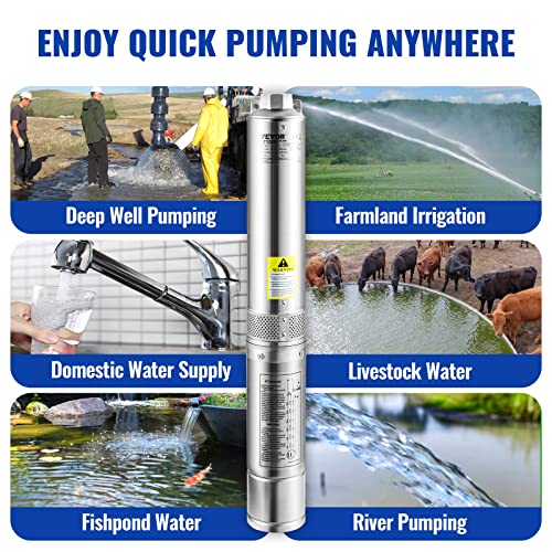 VEVOR Deep Well Submersible Pump 1/2 HP 115V/60Hz 28 GPM Flow 167 ft Head - style: 0.5HP/115V/ Built-in Controller