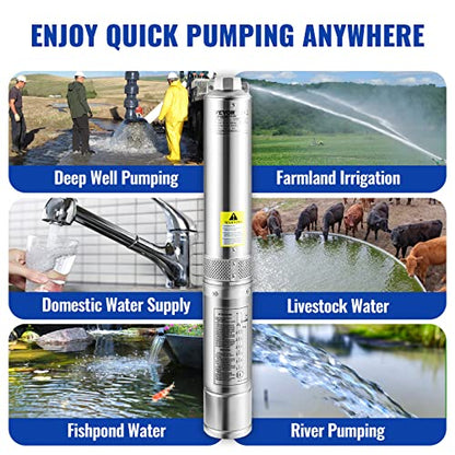 VEVOR Deep Well Submersible Pump 1 HP 115V/60Hz 37 GPM Flow 207 ft Head - style: 1HP/115V