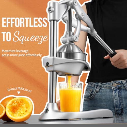 Manual Juicer, Easy Squeeze Stainless Steel Juice Press for Citrus Fruits
