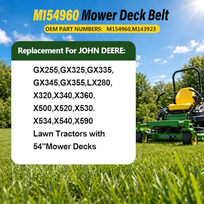 M154960 Secondary Deck Belt 120.6" x 0.63" Replacement for John Deere - size: M154960