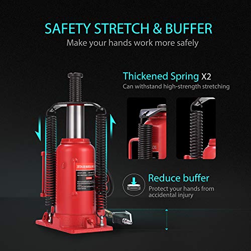 SPECSTAR Pneumatic Air Hydraulic Bottle Jack with Manual Hand Pump 20 Ton - color: Red