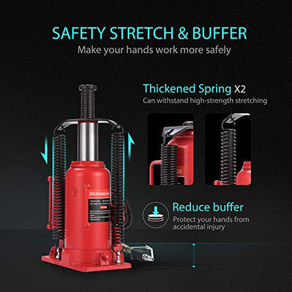 SPECSTAR Pneumatic Air Hydraulic Bottle Jack with Manual Hand Pump 20 Ton - color: Red