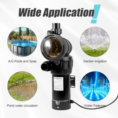 DoE-Compliant CEC approved Pool Motor Pump 2HP 115v 5160GPH - color: Charcoal