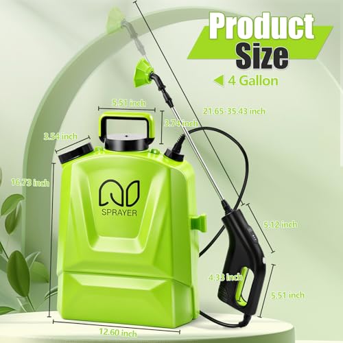 Battery Powered Backpack Sprayer 4 Gallon, Electric Garden Sprayer in Lawn