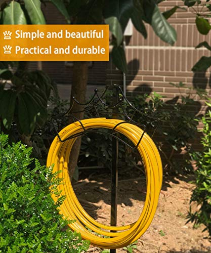 Garbuildman Garden Hose Holder with 3 Spikes, Freestanding Metal Hose Stand for Outdoor Garden, Detachable Hose Storage Rack for Lawn & Yard, Crown Black - size: 3-Spike Crown