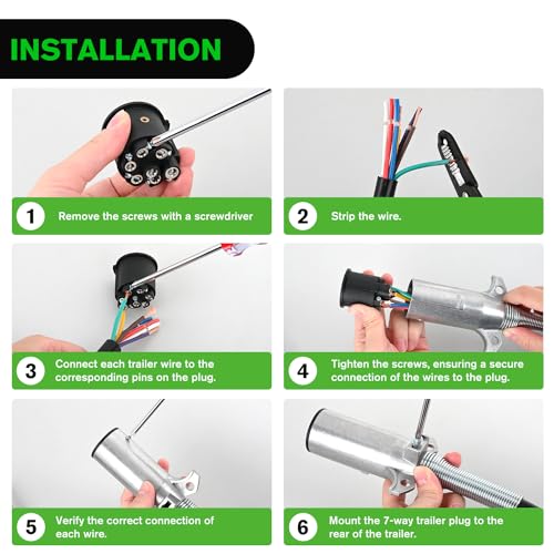 Nilight Heavy Duty 7 Pin Round Trailer Connector Assembly - color: SAE J560 Plug
