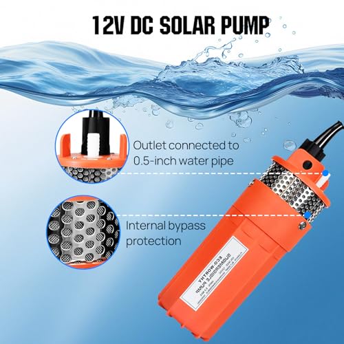 ECO-WORTHY 12V DC Submersible Well Water Pump with 10ft Cable, Water Flow 1.6GPM, Max Lift 100ft/30m, 96W Deep Well Pump for Irrigation, farm, ranch, home - size: 12v 96w Well Pump