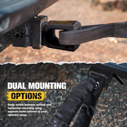 BUNKER INDUST Soft Shackle Hitch Receiver 2 Inch, 22,000Lbs WLL Aluminum Hitch Mount with Locking Pin, 1.57"-Wide Opening for Most Soft Shackles,Towing Accessories for Off-Road Vehicle Recovery - size: 2 Inch Receiver
