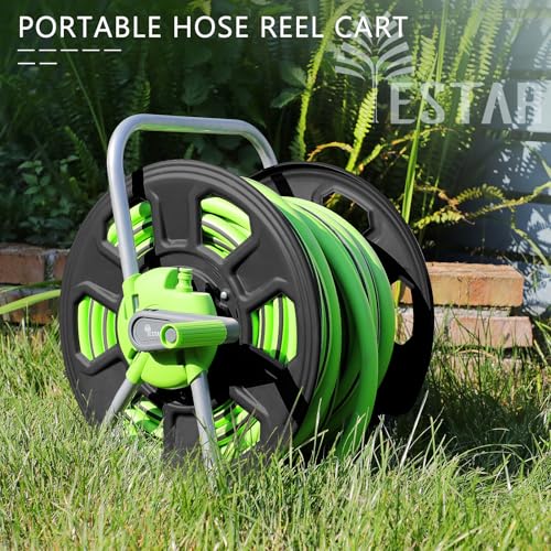 Metal Water Hose Reel Hold 100FT 5/8" Hose - color: Black-metal